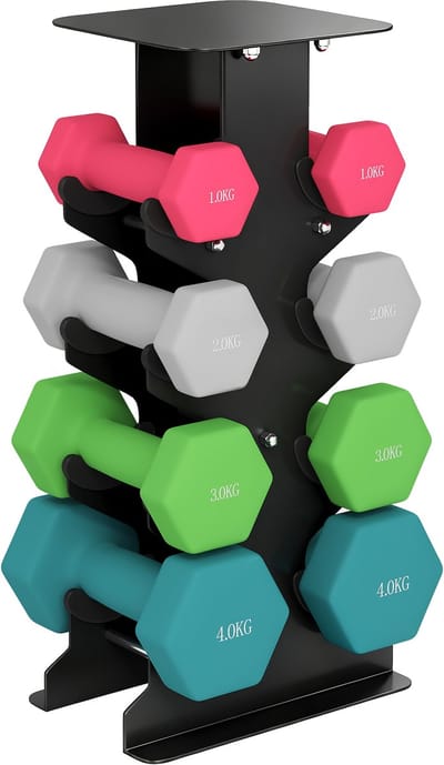 4goodz Dumbbell Set 1-4 kg Hexagonaal - 4 Paar Dumbbells met Standaard -Antislip