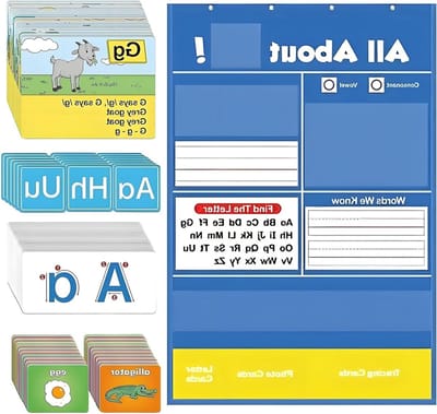 Alfabet Leerbord - Interactieve Letterkaart - Letters Leren - Herbruikbaar PVC Zakontwerp - 25 x 20 cm - Meerkleurig