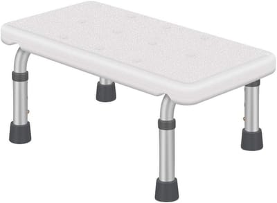 Lichtgewicht Badstoel - Douchestoel Senioren - Veilig Douchen - Geblazen Anti-slip Zitting - 34x22x(21-26)cm - Zilver