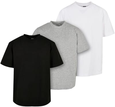 Urban Classics - Boys Tall 3 Pack Kinder Tshirt - Kids 158/164 - Wit/Zwart