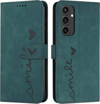 Coverup Hoesje - Geschikt voor Samsung Galaxy S24 FE Hoesje - Coverup Smile Book Case - Groen