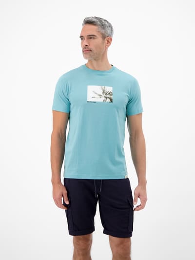 LERROS Katoenen T-shirt met print en comfortabele ronde hals , Maat: M , Kleur: REEF BLUE , 100% katoen