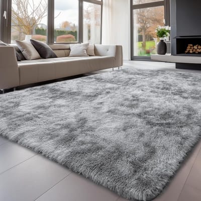 Unyqoos ® Zacht en Fluffy Hoogpolig Grijs Vloerkleed voor Woonkamer en Slaapkamer, Antislip, 160 x 230 cm