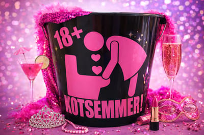 Kots Emmer Cadeau Emmer 10 Liter - Zwart met Roze fuchsia Opdruk - Vrouw - 18+ - Verjaardag