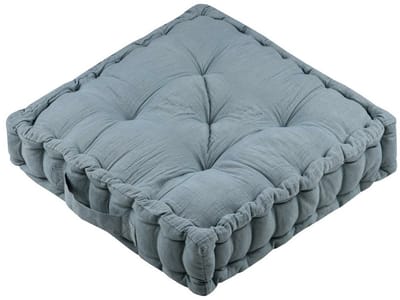 Stof Textile Vloerkussen Maxime - blauw - katoen - 45 x 45 x 10 cm - vierkant - Extra dik - extra zitplaatsen - spelen - gamen - relaxen