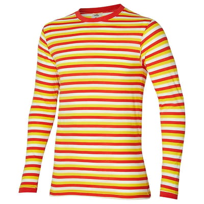 Party shirt men long sleeves stripes - Rood/wit/geel / S