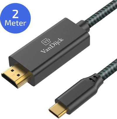 VanDijck USB C naar HDMI Kabel - 4K 60Hz - 2 Meter - Grijs