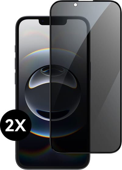 2x Screenprotector geschikt voor iPhone 16e / iPhone 17e Screen protector Privacy - Geschikt voor iPhone 16e Prive Screen Protector - Privacy Screen Protector geschikt voor iPhone 16e / iPhone 17e - Gehard Glas - Beschermglas - Volledig Dekkend