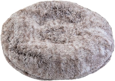 AB soft bed voor honden - long pluche - beige mellée - rond 58 cm - met rits/ makkelijk onderhoud - machine wasbaar - zeer comfortabel