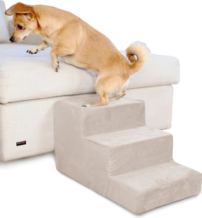 Hondentrap voor kleine honden - Huisdiertrap met 3 treden in Beige