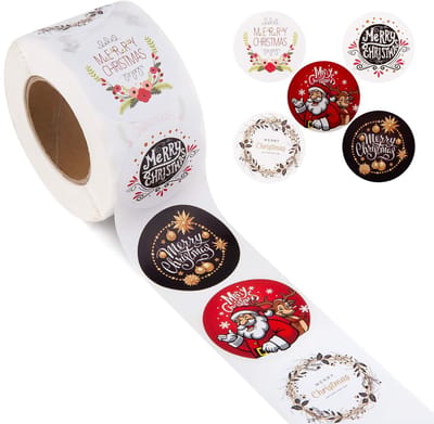 By shayne - Zelfklevende Kerstetiketten - Decoratieve Stickers voor Feestdecoratie - Veelkleurig - 500 Stuks - Perfect voor Cadeaus - 3,8 cm