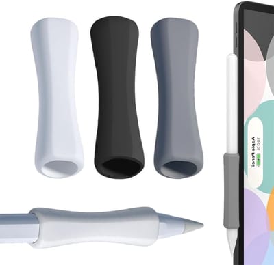 Set van 3 Antislip Siliconen Penhouders Geschikt voor Apple Pencil - Perfect voor Kunstenaars, Studenten en Professionals (Wit, Grijs, Zwart)
