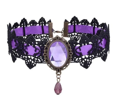 Akyol - Choker - gothic ketting - choker ketting dames - Paars – 50 cm - 1 stuks – chique ketting – dames – kanten ketting