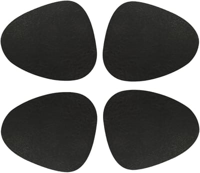 Unique Living placemats Floris lederlook - 4x - 39 x 30 cm - zwart - PU leather - tafel onderleggers