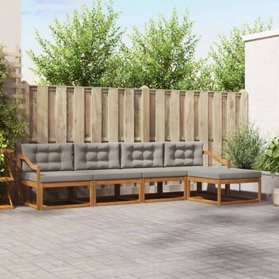 vidaXL - Buiten - bank - set - 5 - st - Natuurlijk - en - Licht - Grijs