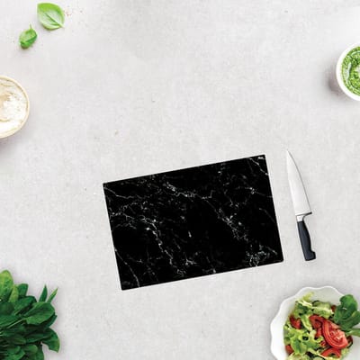 Zwarte Marmerlook Tempered Glas Snijplank 20cm × 30cm - Glassnijplank - Glazen