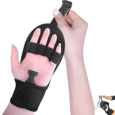Rollerhandschoenen - Ondersteunende trainingshandschoenen - Vingerspalk - Revalidatiehandschoenen voor de vingers - Geschikt voor ondersteunde training - Oefeningen voor gripkracht met één hand - Zwart - 24*21 cm - Eén maat past iedereen