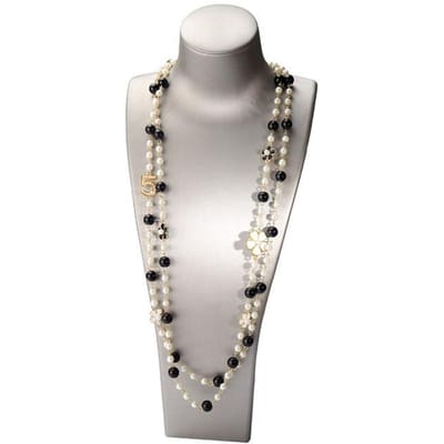 Lange gesimuleerde parelketting voor vrouwen nr. 5 dubbele laag hanger lange CC-ketting trui ketting feest camelia ketting 50cm gray