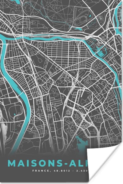 Poster Maisons-Alfort - Frankrijk - Plattegrond - Kaart - Stadskaart - 120x180 cm XXL