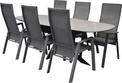 San Francisco Nancy dining tuinset 240x100xH76 cm 7 delig verstelbaar keramiek