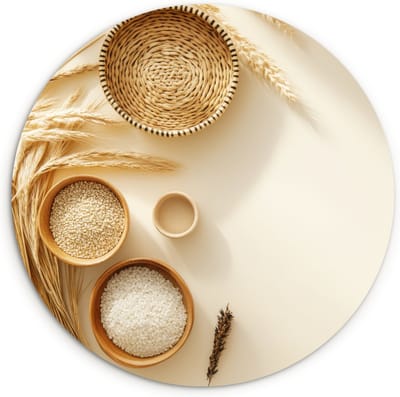 WallCircle® Wandcirkel 30x30 cm - Muurcirkel Granen - Hout - Kom - Beige - Muurdecoratie woonkamer - Wanddecoratie keuken - Kamer decoratie accessoires - Ronde schilderijen