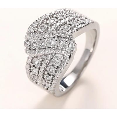 Huitan Prachtige Brede Ringen met Zirkonia Trouwring voor Vrouwen Kleur Mode Vrouwelijke Accessoires Verlovingssieraden 9 white