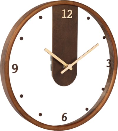 SensaHome Wandklok Amsterdam - Moderne Ronde Klok - Japandi Stijl - Glas en Hout - Ø30cm - Bruin