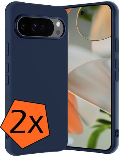 Hoes - 2 Stuks - Geschikt voor Google Pixel 10 Pro - Sterk & Shockproof - Case Siliconen - Back Cover - Telefoon Hoes - Donkerblauw