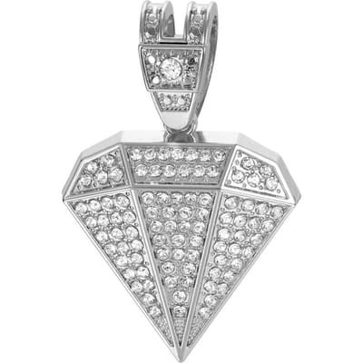 Hip Hop Tapered Hanger Ketting met 14mm Cubaanse Ketting Diamantvormige Hangers Kettingen Mode Charm Sieraden,Voor Mannen En Vrouwen white
