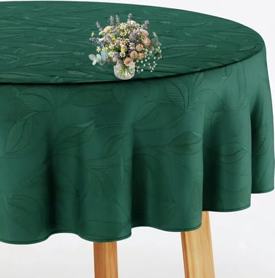 Livatto Tafelkleed Amalu, Rond 130 cm, Donkergroen, Waterafstotend, voor Binnen en Buiten