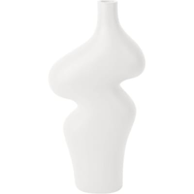 Present Time Vaas Organic Curves - Wit - 15,5x8x30,5cm - Polyresin - Scandinavisch,Modern - Bloemenvaas - Woondecoratie - Decoratieve vaas voor woonkamer of slaapkamer