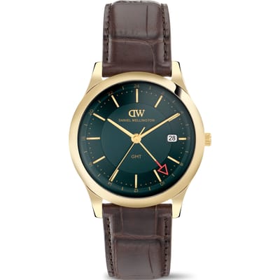 Daniel Wellington DW Watch Pathfinder GMT Brown-Croc Green Gold 39mm