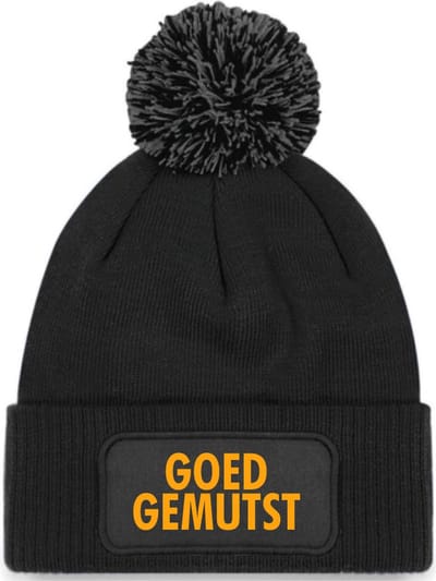 Muts zwart pompoen | fluor oranje - Goed gemutst - soBAD. | Wintersport | Schaatsen | Après ski outfit Warme Muts voor Volwassenen | Heren en Dames Beanie | Schaatsen | Wintermuts