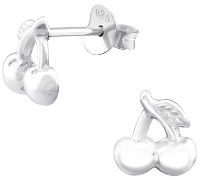 Joy|S - Zilveren kers oorbellen - 7 x 8 mm - zilver - oorknoppen