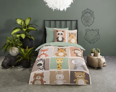 Pure dekbedovertrek dieren - 1 persoons 140x200/220 cm - Multi - Microvezel