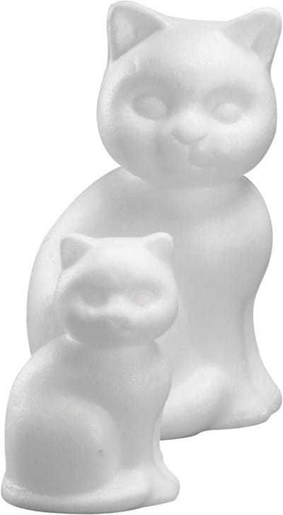 Rayher hobby Piepschuim dieren figuren - kat / poes - wit - 13 cm