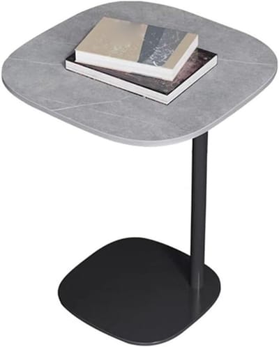 Bijzettafel Vierkant - Sprekende Tafel - Woonkamer Decoratie - Krasbestendig Tafelblad - 40x40x65 cm - Grijs