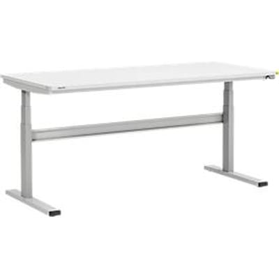 Treston TED Werktafel M1500, B 1800 x D 800 mm, elektrisch in hoogte verstelbaar, T-voet, lichtgrijs RAL 7035