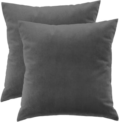 FEROCITY - Set fluwelen kussens - 2 kussens met hoes - bankkussen voor de woonkamer, slaapkamer - 45 x 45 cm - Velvet - Grijs
