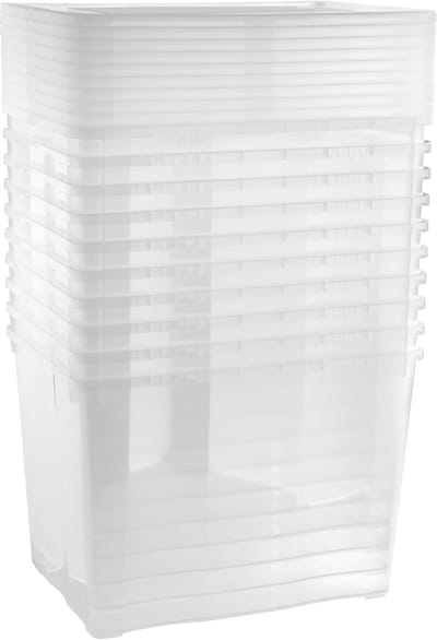 Famanu opbergboxen 10 x 20 L middelhoog met deksel transparant - transparante boxen stapelbaar met ventilatie