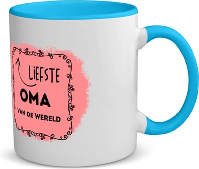 Akyol - liefste oma van de wereld koffiemok - theemok - blauw - Oma - de liefste oma - verjaardag - cadeautje voor oma - kado - geschenk - 350 ML inhoud
