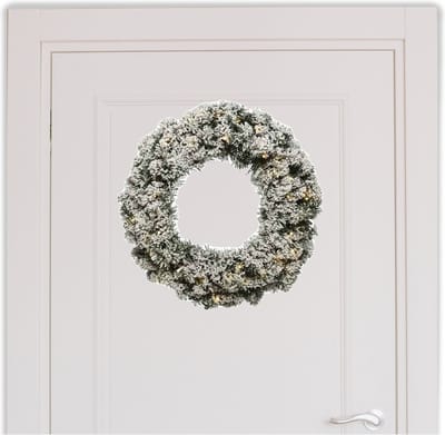 Kerstkrans/dennenkrans - groen - verlichting en kunstsneeuw - D50 cm - kerstkransen