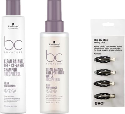 Schwarzkopf Bonacure Clean Balance Anti-Pollution Water 150ml + Deep Cleansing Shampoo 250ml + WILLEKEURIG Travel Size