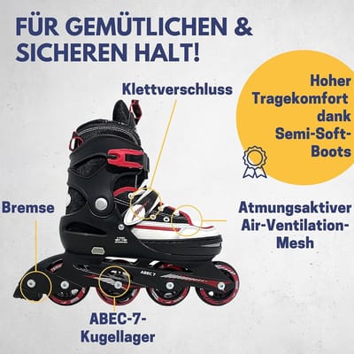 Verstelbare skates - Kinderschaatsen rolschaatsen - Buiten sporten - 4 standen verstelbaar - Maat 29-33 - Zwart rood