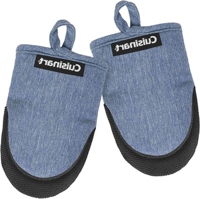 Mini Ovenwanten - Keukenhandschoenen - Veilig Koken - Antislip Neopreen Palm - 14 x 17.8 cm - Blauw