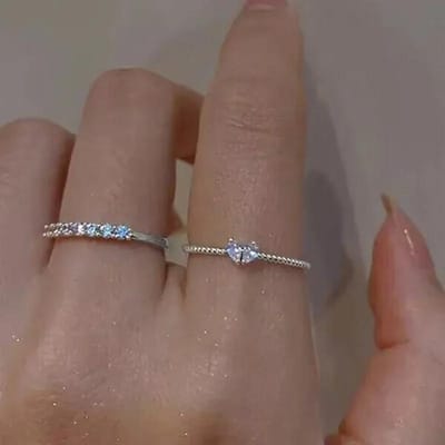 Luxe Zirkoon Hart Ringen voor Vrouwen Opening Verstelbaar Weefsel Strass Ring Verloving Trouwsieraden Mode Vriendin Cadeaus resizable