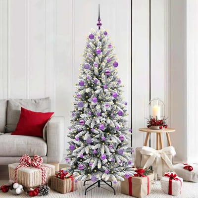 vidaXL - Kunstkerstboom - Wit - 180 - cm - PVC - en - plastic - en - staal - en - PE