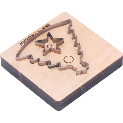 Kerstboom Leer Snijmal 11x10.5x2.3cm Legeringsstaal Leersnijder voor DIY Knutselen beige
