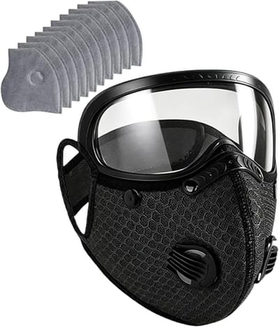 Stofbestendige Gezichtsbedekking - Herbruikbaar Masker - Werkplaats Bescherming - Verstelbaar Elastisch - 16 x 10 x 3 cm - Zwart