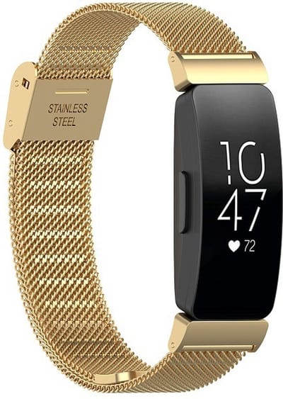 By Qubix - Compatible Fitbit bandje - Geschikt voor fitbit Inspire 3 - Milanese band met klemsluiting - Goud